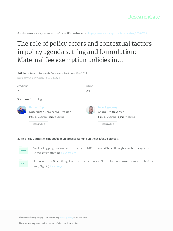 (PDF) The role of policy actors and contextual factors in policy agenda ...