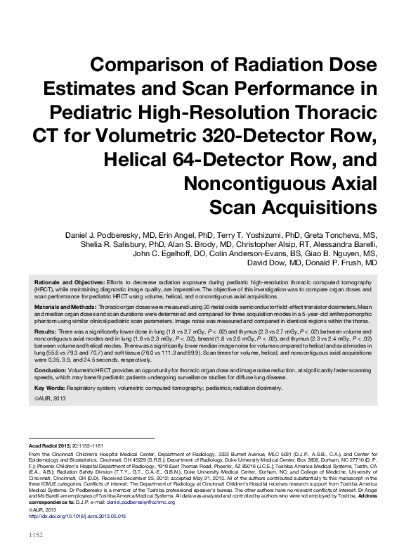 (PDF) Comparison of Radiation Dose Estimates and Scan Performance in ...