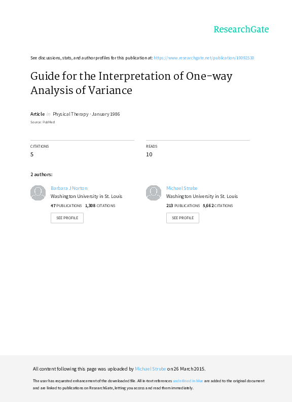 (PDF) Guide for the interpretation of one-way analysis of variance