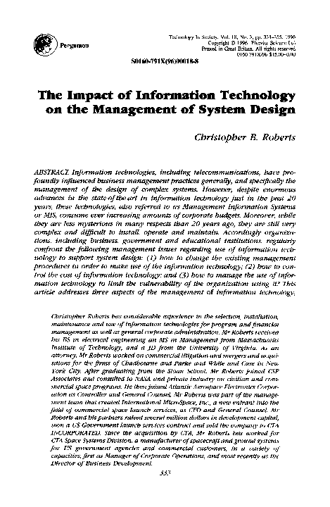(PDF) The impact of information technology on the management of system ...