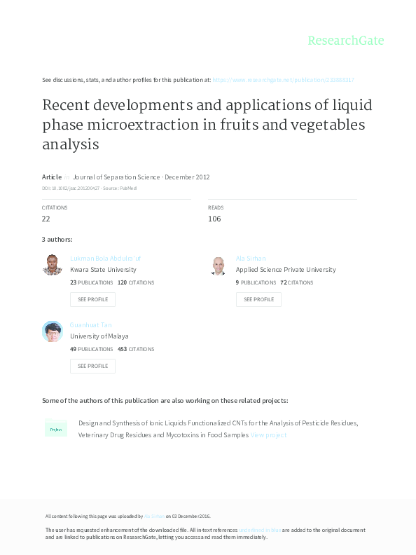 (PDF) Recent developments and applications of liquid phase ...