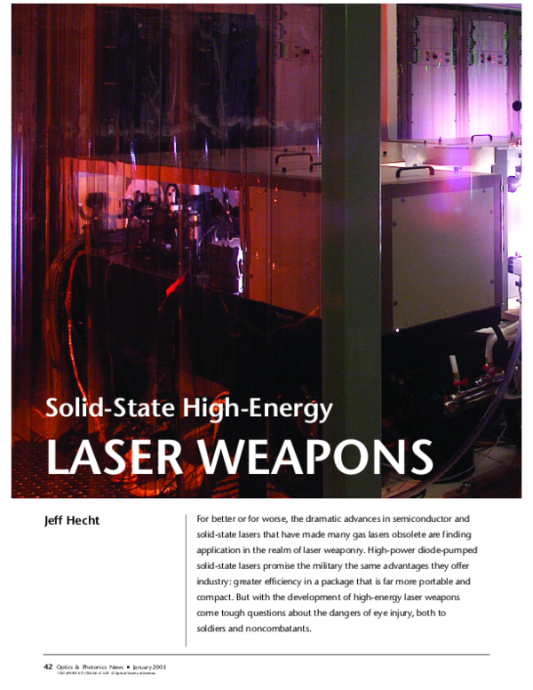 (PDF) SolidState HighEnergy Laser Weapons Jeff Hecht Academia.edu
