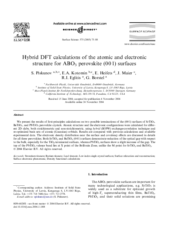 (PDF) Hybrid DFT calculations of the atomic and electronic structure ...