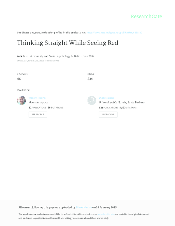 (PDF) Thinking Straight While Seeing Red: The Influence of Anger on ...