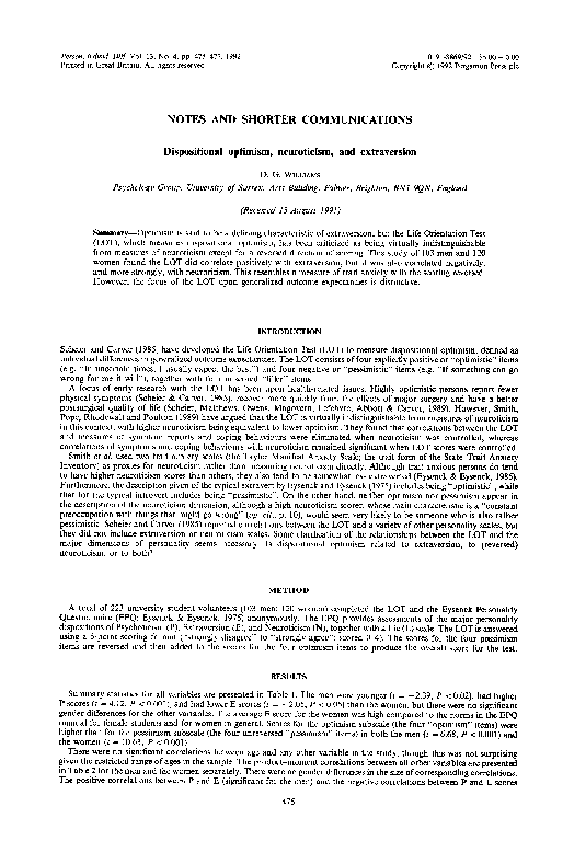 Dispositional traits picture