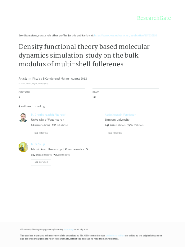 (PDF) Density functional theory based molecular dynamics study of ...