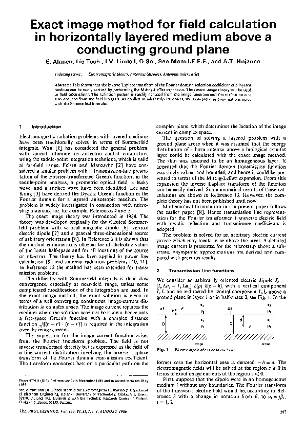 (PDF) Exact image method for field calculation in horizontally layered ...