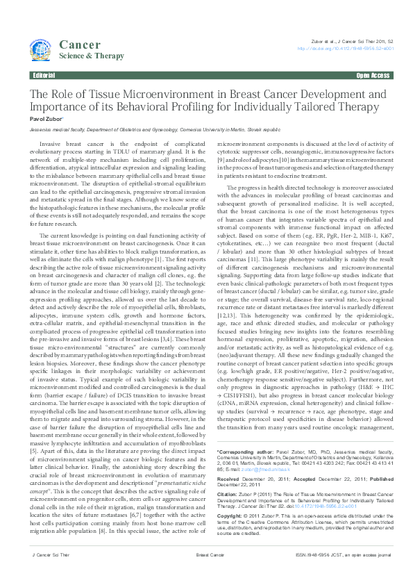 (PDF) The Role of Tissue Microenvironment in Breast Cancer Development ...