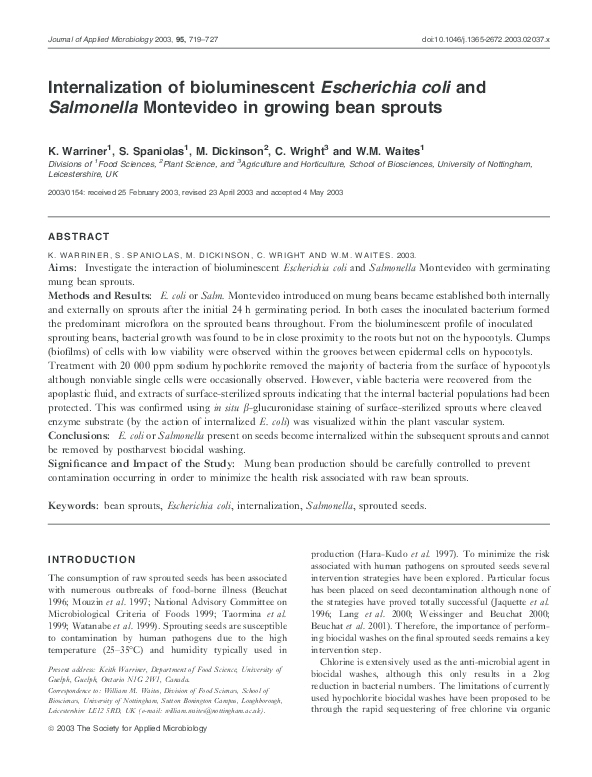 (PDF) Internalization of bioluminescent Escherichia coli and Salmonella