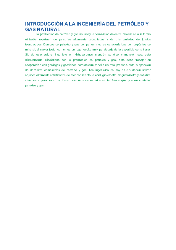 (DOC) INTRODUCCIÓN A LA INGENIERÍA DEL PETRÓLEO Y GAS NATURAL