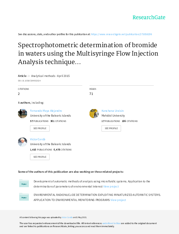 (PDF) Spectrophotometric determination of bromide in waters using the