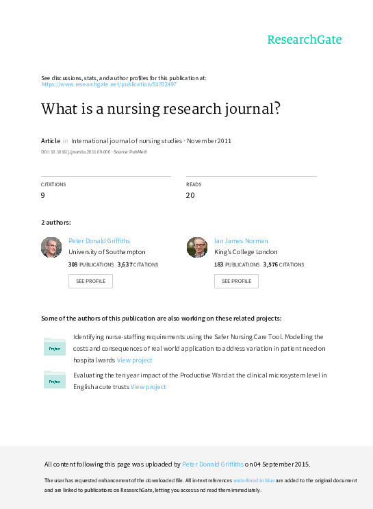 (PDF) What is a nursing research journal? Peter Griffiths Academia.edu