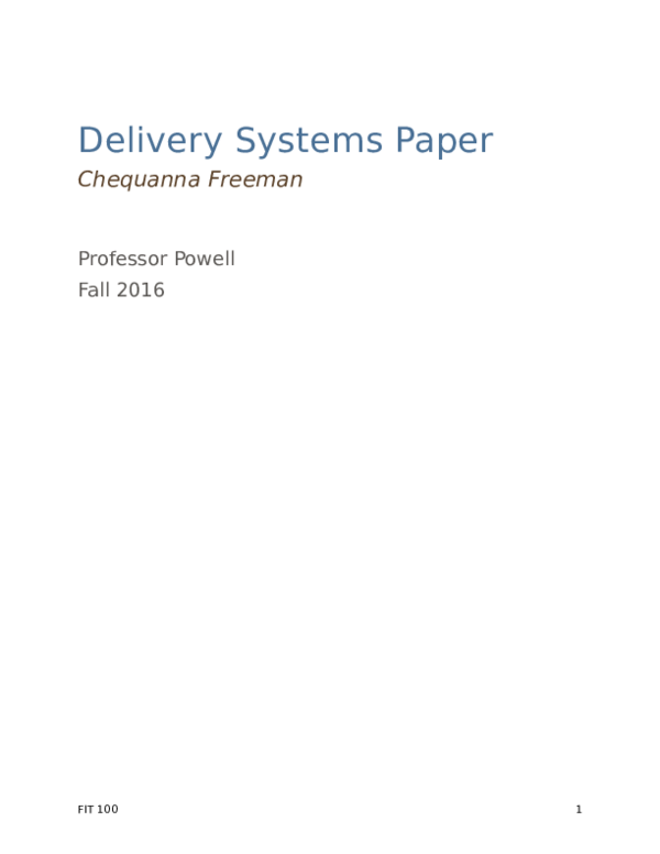 (DOC) Delivery Systems Paper