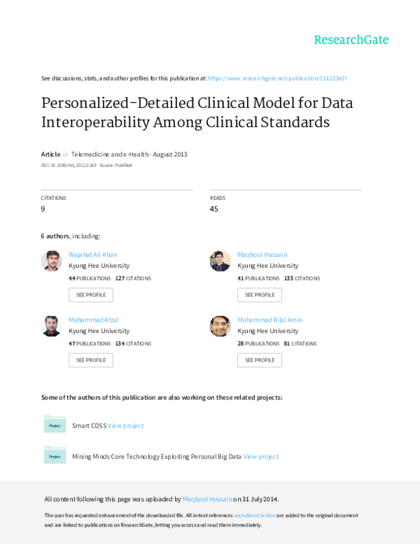 (PDF) Personalized-Detailed Clinical Model for Data Interoperability