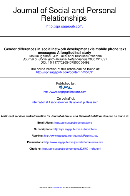 (PDF) Gender differences in social network development via mobile phone ...
