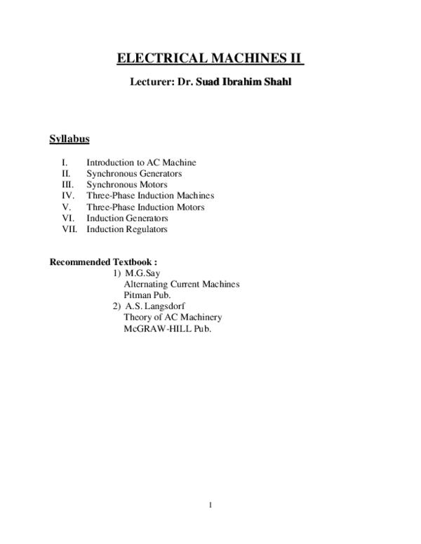 (PDF) ELECTRICAL MACHINES II wahi wahid Academia.edu