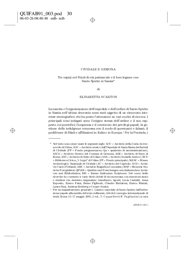 (PDF) Cividale e Gemona. Tre ospizi nel Friuli di età patriarcale e il