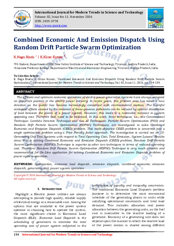 (PDF) Combined Economic And Emission Dispatch Using Random Drift ...