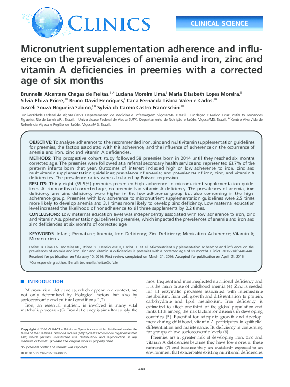 (PDF) Micronutrient supplementation adherence and influence on the ...