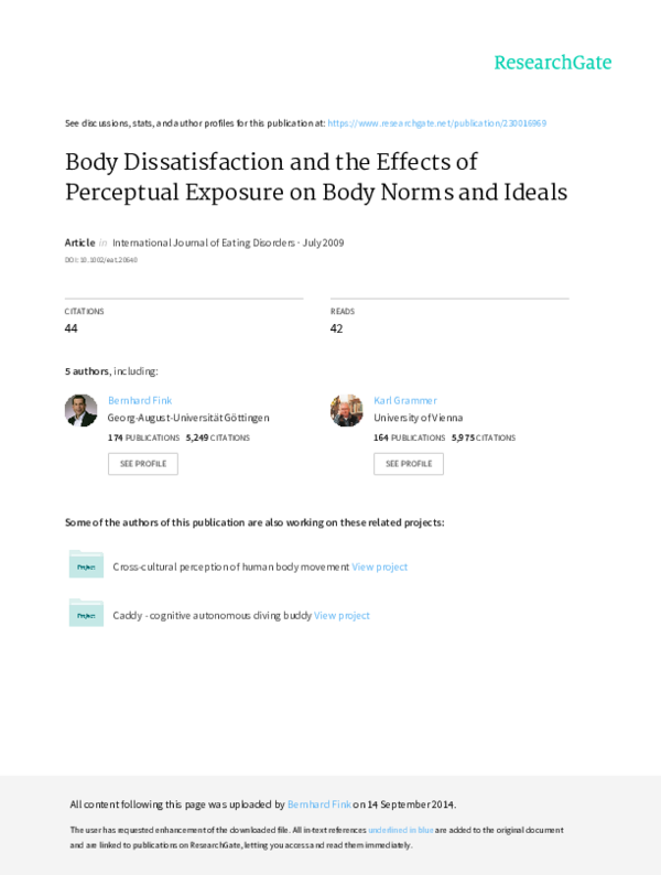 (PDF) Body dissatisfaction and the effects of perceptual exposure on body norms and ideals