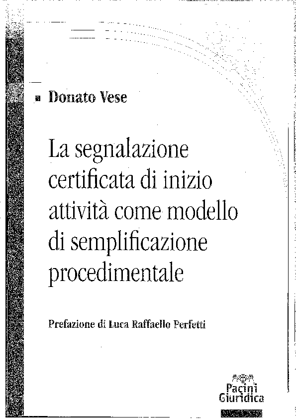 (PDF) La segnalazione certificata di inizio attività come modello di