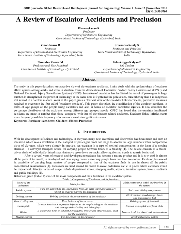  PDF A Review Of Escalator Accidents And Preclusion GRD JOURNALS Academia edu