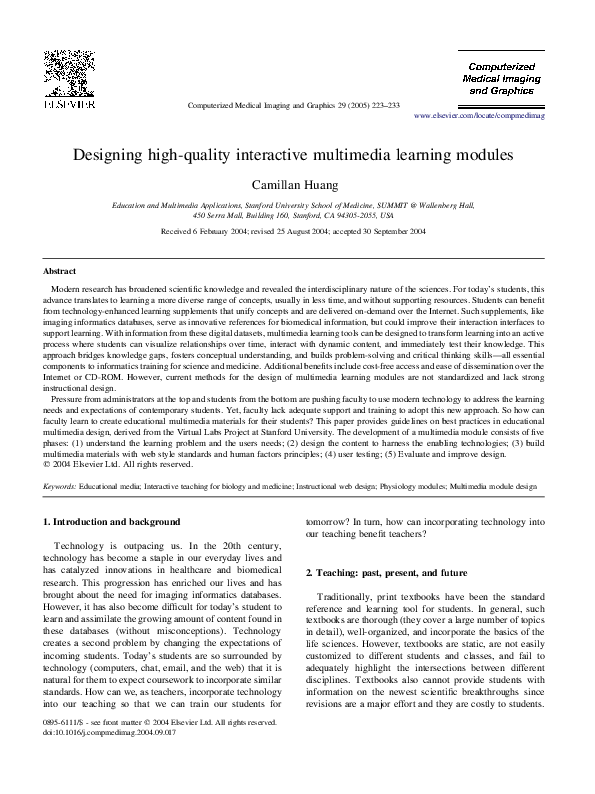(PDF) Designing high-quality interactive multimedia learning modules