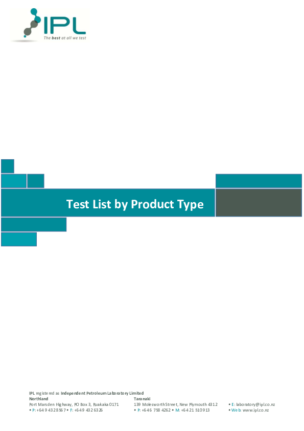 (PDF) Test List by Product Type Laboratory Dept Academia.edu