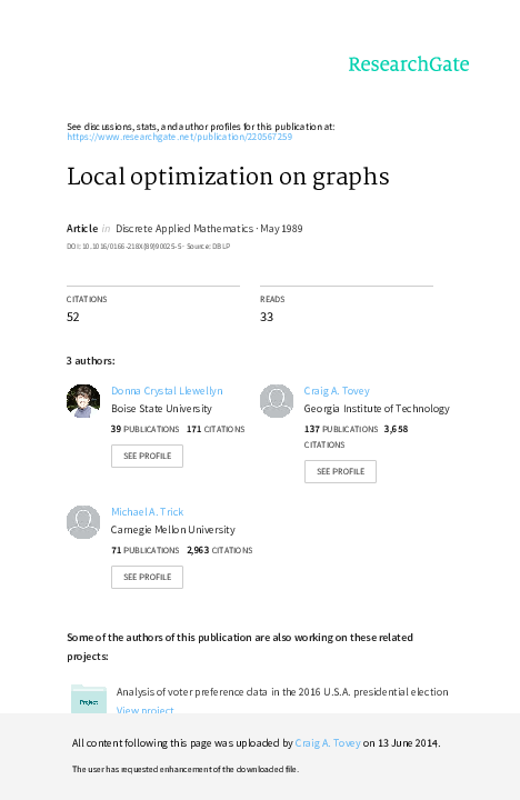 (PDF) Local optimization on graphs