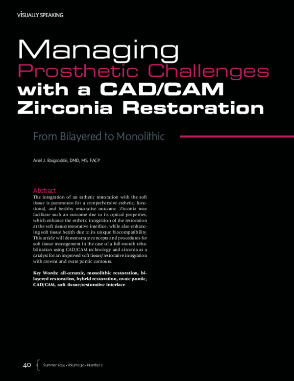 (PDF) Managing Prosthetic Challenges with a CAD/CAM Zirconia ...
