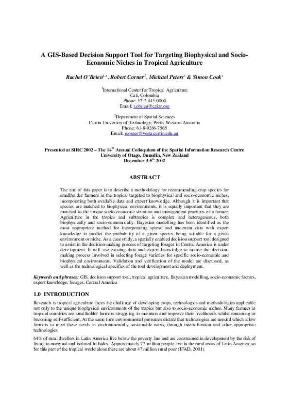 (PDF) A GIS-based decision support tool for targeting biophysical and ...