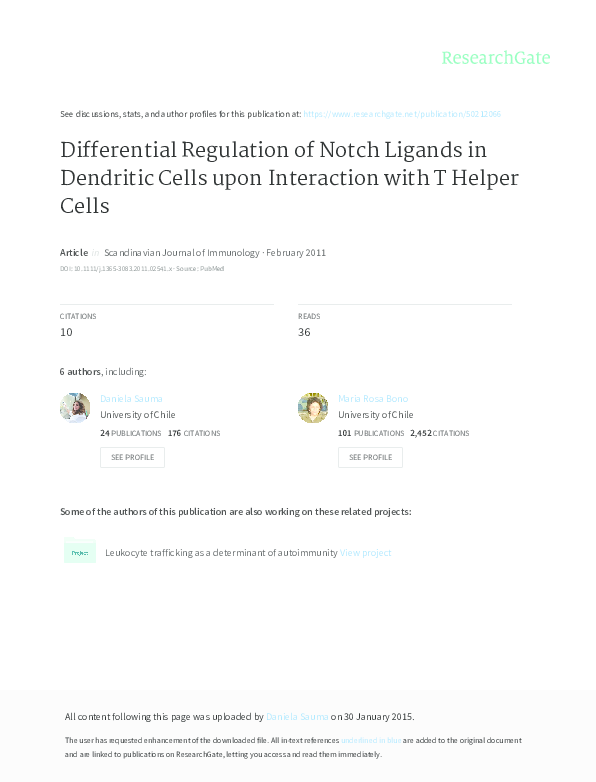 (PDF) Differential Regulation of Notch Ligands in Dendritic Cells upon ...