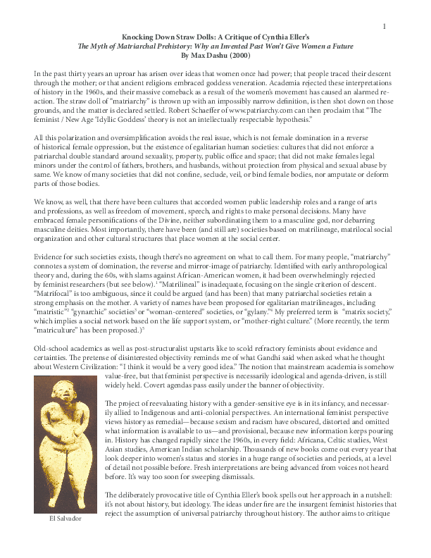 (PDF) Knocking Down Straw Dolls: A Critique of Cynthia Eller's The Myth ...
