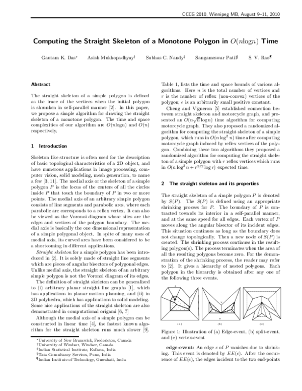 (PDF) Computing the straight skeleton of a monotone polygon in O(n log ...