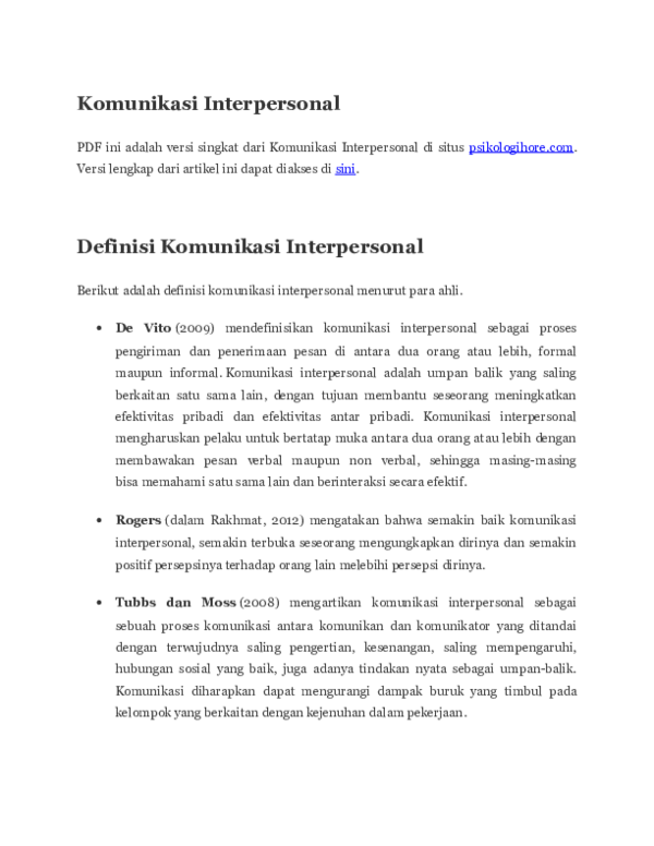 Doc Komunikasi Interpersonal Robi Maulana Academia Edu