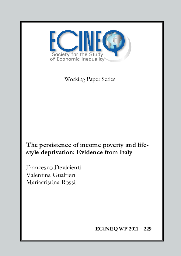 (PDF) The persistence of income poverty and life-style deprivation ...