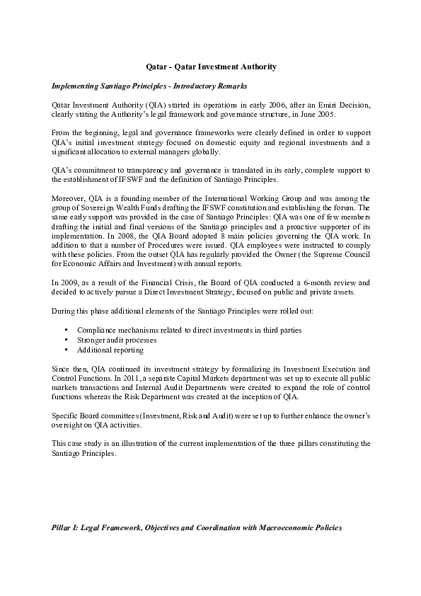 Pdf Qatar Qatar Investment Authority