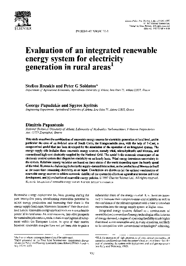 (PDF) Evaluation of an integrated renewable energy system for ...