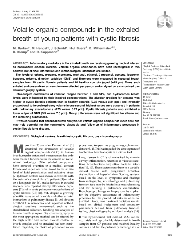 (PDF) Volatile organic compounds in the exhaled breath of young ...