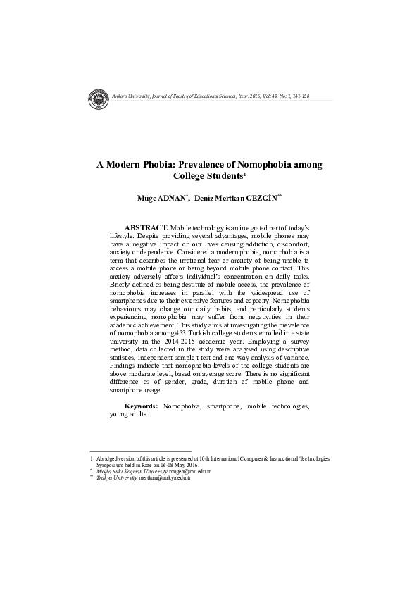 Nomophobia thesis image