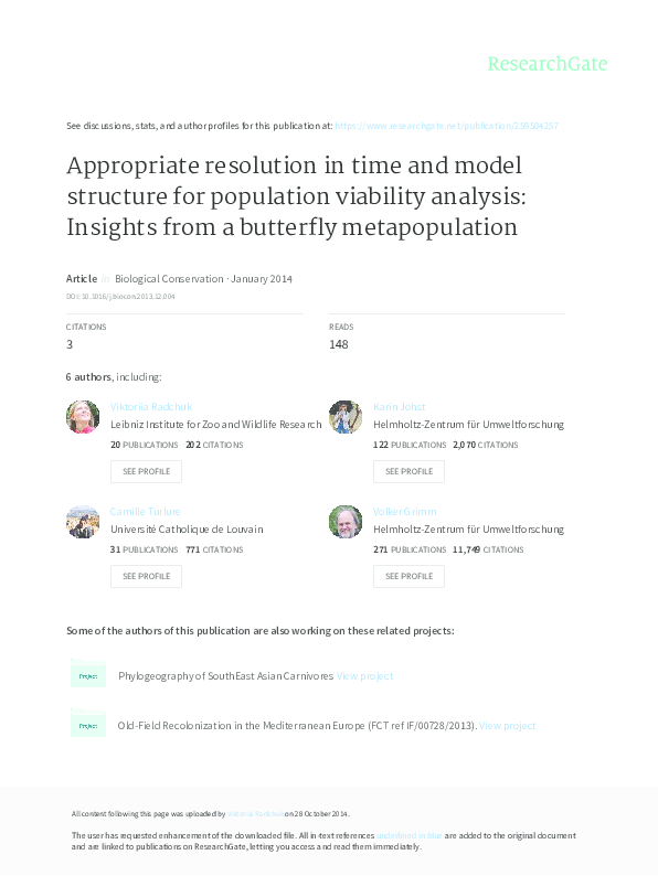 (PDF) Appropriate resolution in time and model structure for population ...