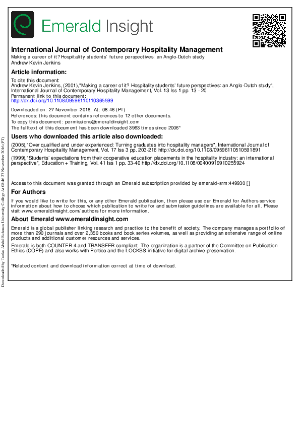 Pdf International Journal Of Contemporary Hospitality Management Pdf International Journal Of Contemporary Hospitality Management