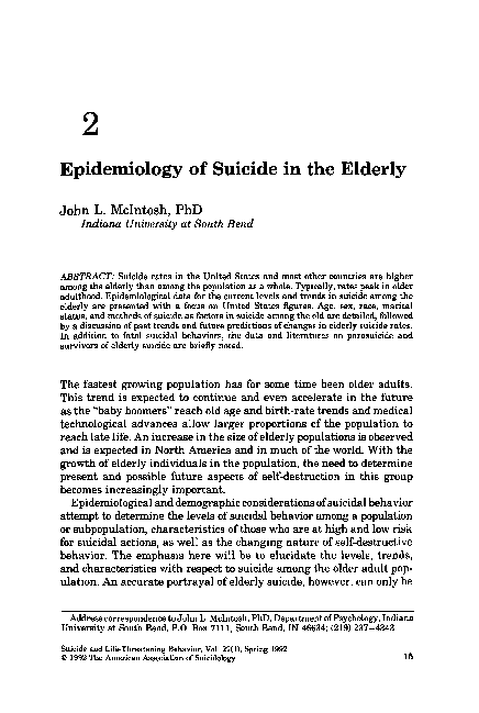 (PDF) 2 Epidemiology of Suicide in the Elderly