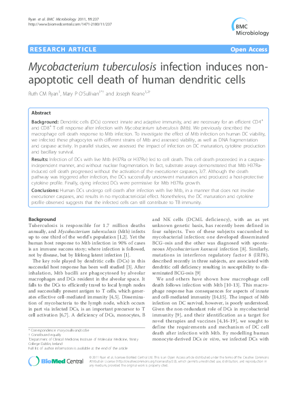 (PDF) Mycobacterium tuberculosis infection induces non-apoptotic cell ...