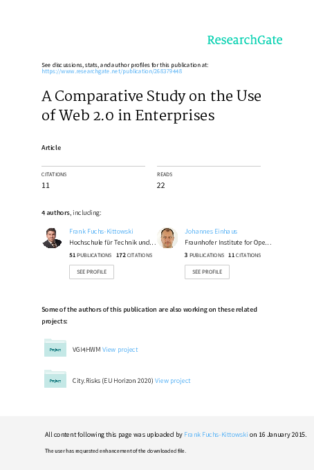 (PDF) A Comparative Study on the Use of Web 2.0 in Enterprises