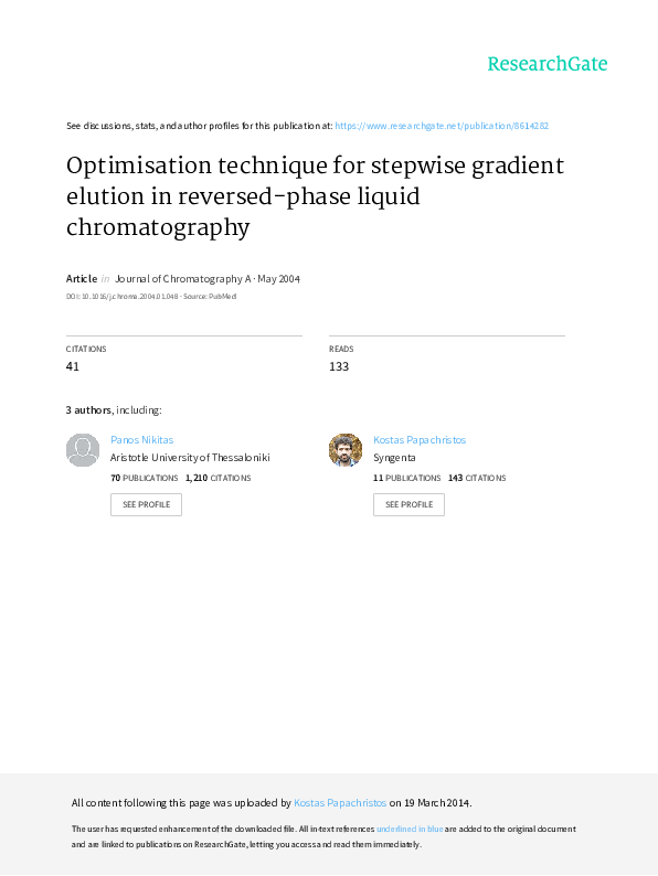 (PDF) Optimisation technique for stepwise gradient elution in reversed