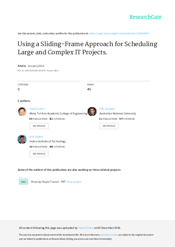 (PDF) Using a Sliding-Frame Approach for Scheduling Large and Complex ...
