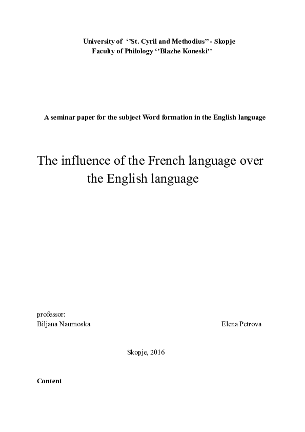 (DOC) Elena Petrova French Influence on English Elena Petrova