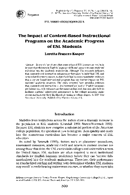 (PDF) The Impact of Content-Based Instructional Programs on the ...