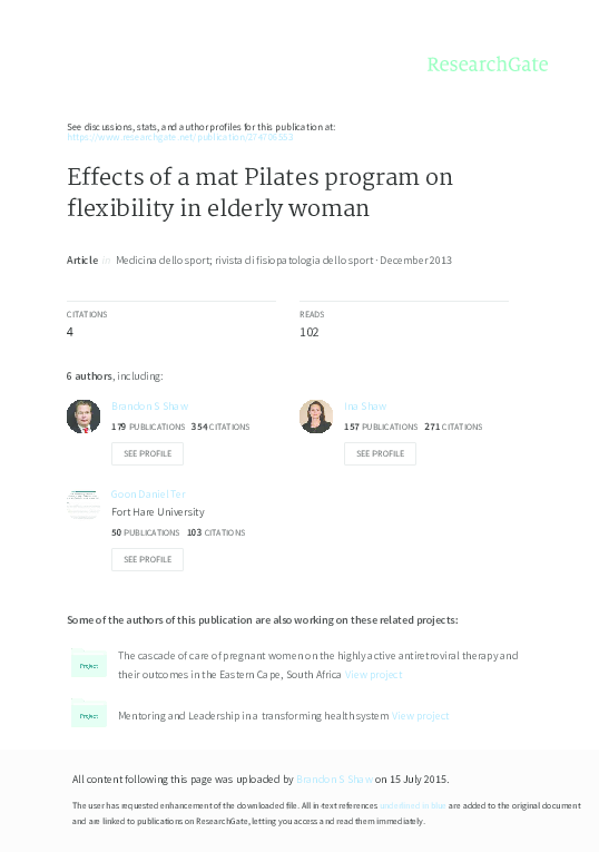 (PDF) Effects of a mat Pilates program on flexibility in elderly woman